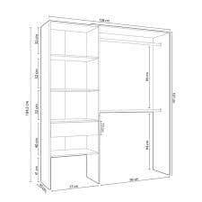 Torres Oak and White Open Wardrobe: Shelves, Dual Hanging Rails, Modern Design - UK Luxury Furniture